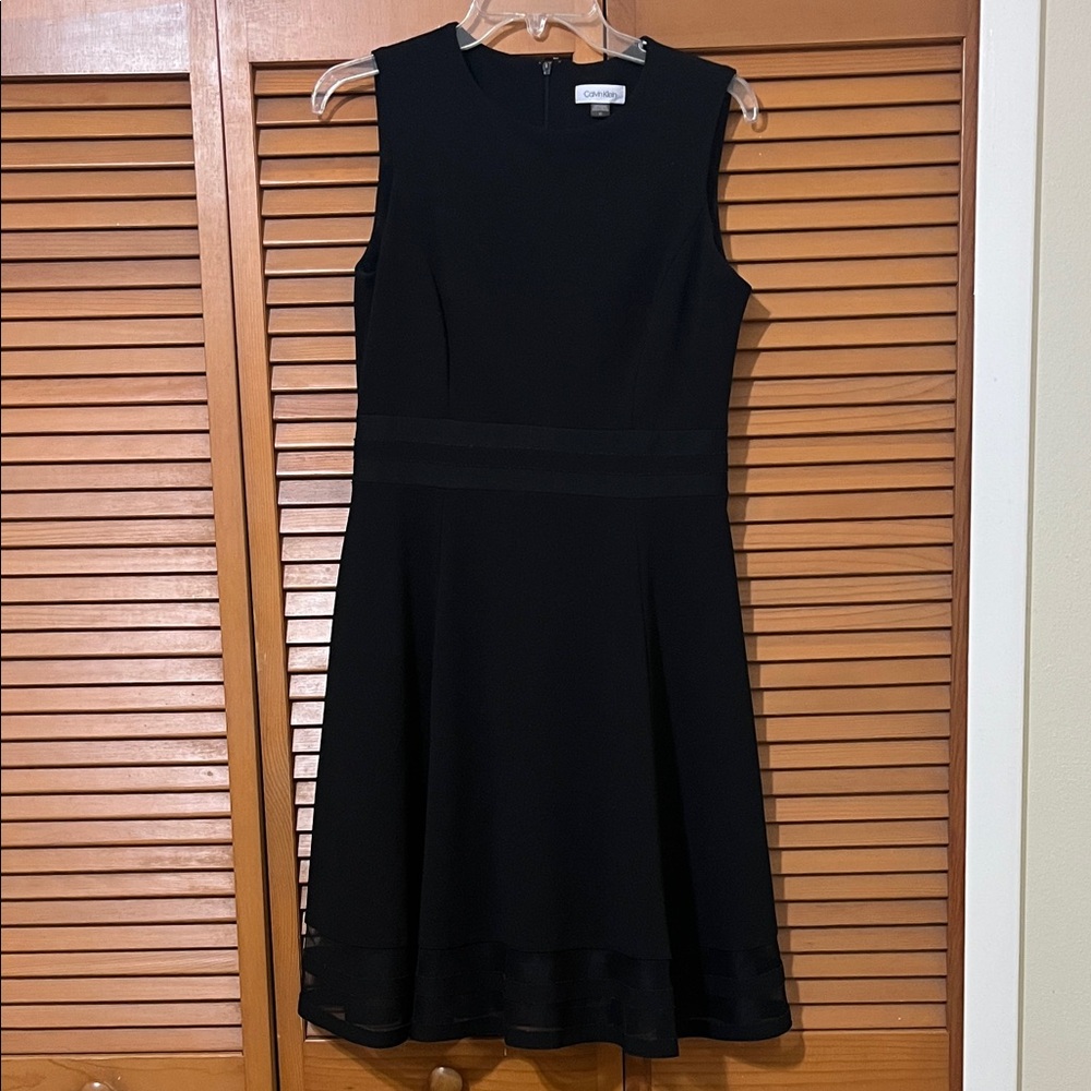 Calvin Klein Black Fit and Flare Sleeveless Midi Dress